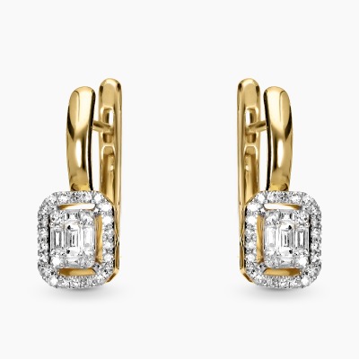 Kolczyki wiszące z białego i żółtego złota 585 z...