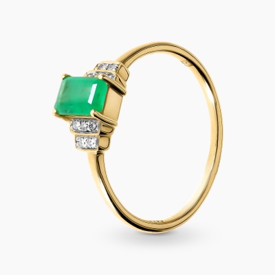 Pierścionek dwukolorowe złoto 585 ze szmaragdem 0,52 ct i...