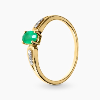 Pierścionek dwukolorowe złoto 585 ze szmaragdem 0,41 ct i...