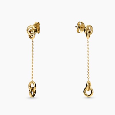 Kolczyki wiszące podłużne żółte złoto 585 z elementem... 2