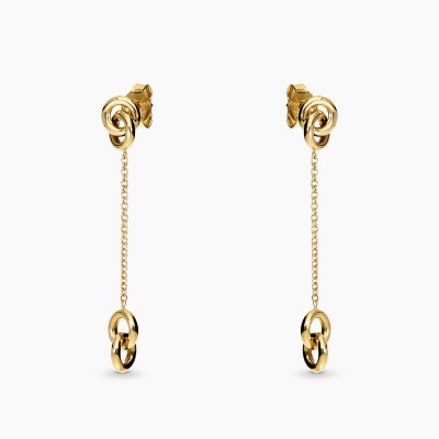 Kolczyki wiszące podłużne żółte złoto 585 z elementem...