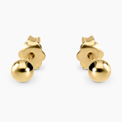 Kolczyki z żółtego złota 585 kulki średnica 0,4 cm