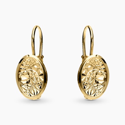 Kolczyki wiszące z żółtego złota 585 diamentowane 1,93 g