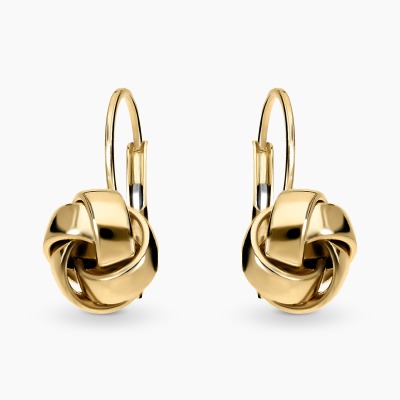 Kolczyki wiszące supełki z żółtego złota 585 dł. 1,8 cm