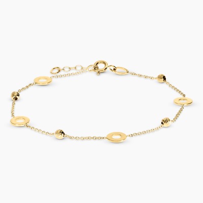 Bransoletka z żółtego złota 585 z ozdobnymi elementami 19 cm