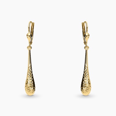 Kolczyki wiszące z żółtego złota 585 diamentowane sople