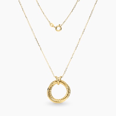 Naszyjnik z żółtego złota 585 diamentowane kółko