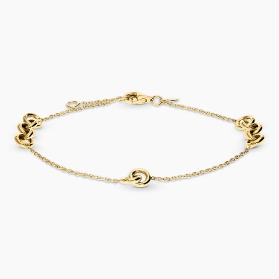 Bransoletka celebrytka żółte złoto 585 ozdobne kółka dł....