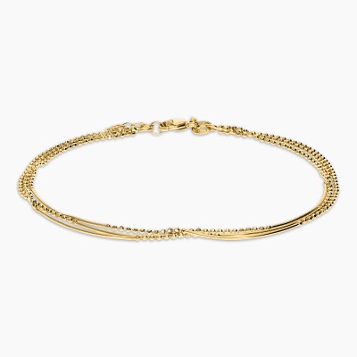 Bransoletka z żółtego złota 585 potrójna spot kulkowy