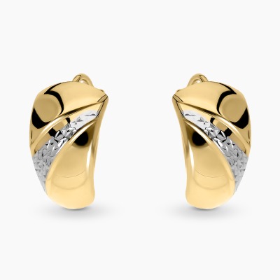 Kolczyki z żółtego i diamentowanego białego złota 585...