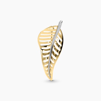 Broszka z żółtego i białego złota 585 liść