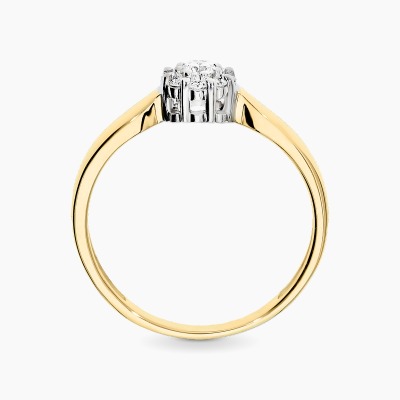 Pierścionek z żółtego i białego złota 585 kwiatek z... 2