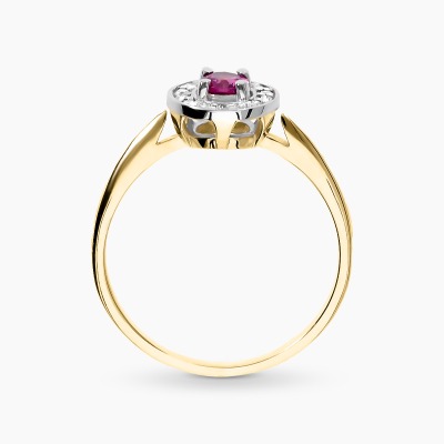 Pierścionek z dwukolorowego złota 585 z rodolitem 0,21 ct... 2
