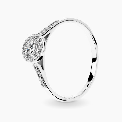 Pierścionek zaręczynowy z białego złota 585 Bergamo z...