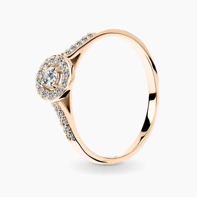 Pierścionek zaręczynowy z różowego złota 585 Bergamo z...