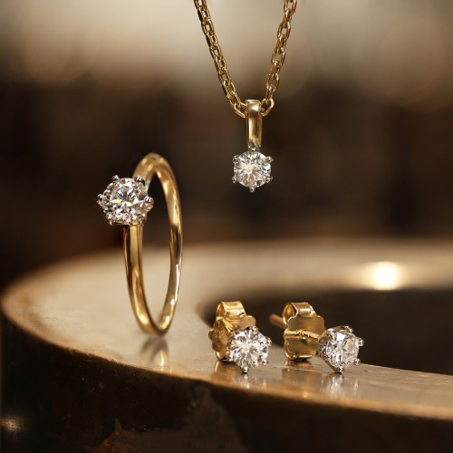 Pierścionek zaręczynowy Torino dwukolorowe złoto 585 z brylantem 0,52 ct i sekretnym brylantem