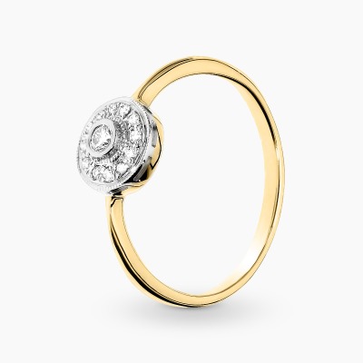 Pierścionek dwukolorowe złoto 585 z brylantami 0,14 ct...