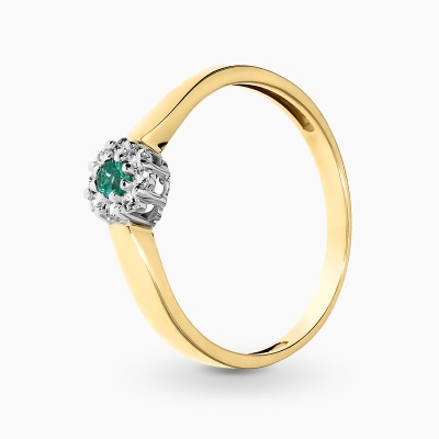 Pierścionek z żółtego i białego złota 585 kwiatek z...