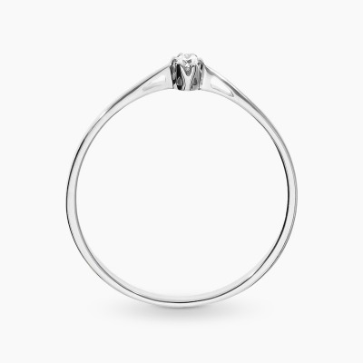 Pierścionek subtelny z białego złota 585 z brylantem 0,03... 2