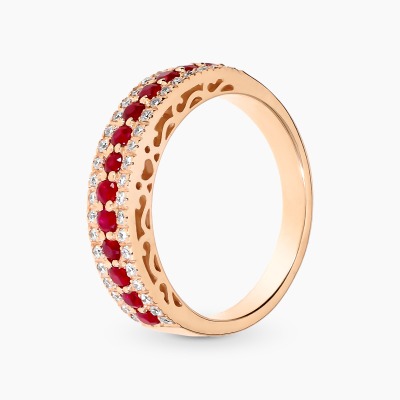 Pierścionek w formie obrączki z różowego złota 585 z...