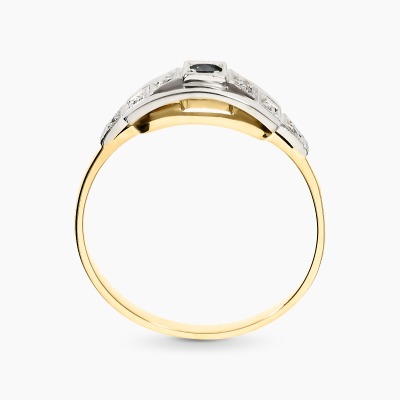 Pierścionek w stylu Art Déco z dwukolorowego złota 585 z... 2