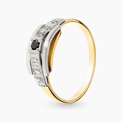 Pierścionek w stylu Art Déco z dwukolorowego złota 585 z...