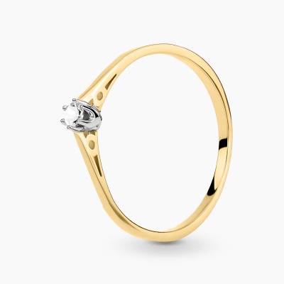 Pierścionek Siena dwukolorowe złoto 585 z brylantem 0,05 ct