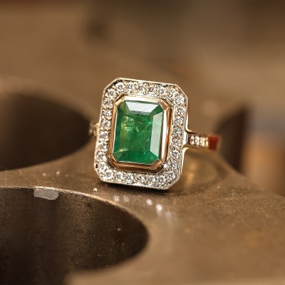 Pierścionek ręcznie wykonany dwukolorowe złoto 585 z... 2