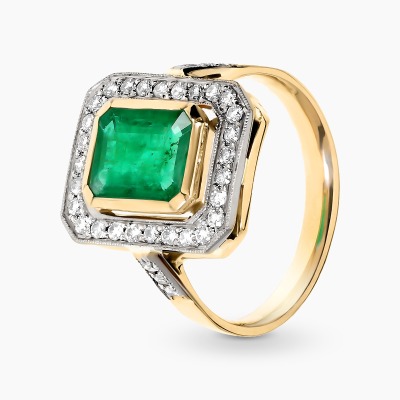 Pierścionek ręcznie wykonany dwukolorowe złoto 585 z...