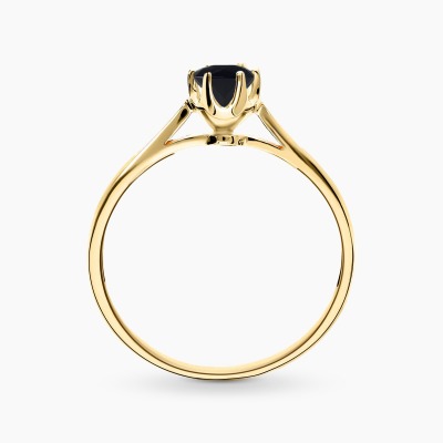 Pierścionek zaręczynowy Vicenza żółte złoto 585 z czarnym... 2
