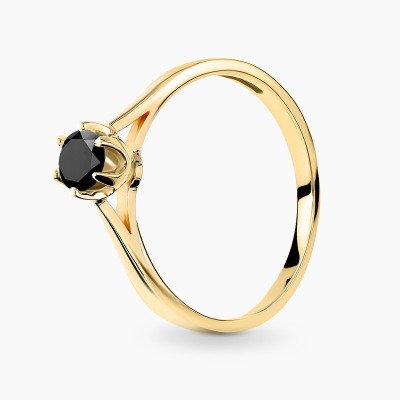 Pierścionek zaręczynowy Vicenza żółte złoto 585 z czarnym...