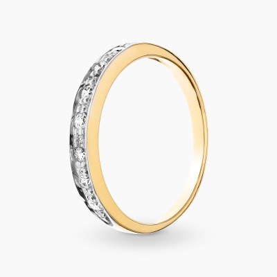 Pierścionek obrączka złota 585 z brylantami 0,19 ct,  2,26 g