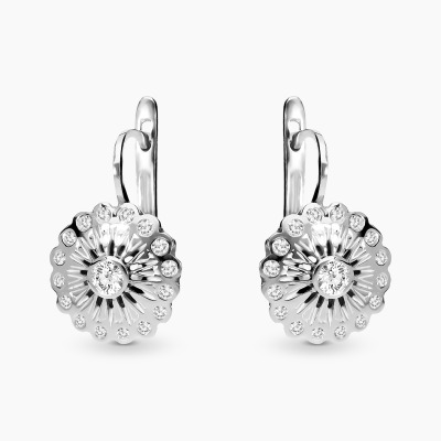 Kolczyki białe złoto 585 kwiatek z brylantami 0,41 ct Vs/G