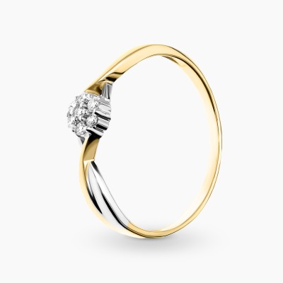 Pierścionek z dwukolorowego złota 585 kwiatek z...