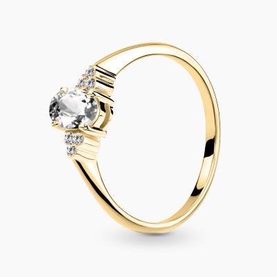 Pierścionek zaręczynowy Perugia żółte złoto 585 z białym...