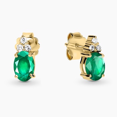 Kolczyki Perugia żółte złoto 585 ze szmaragdami i... 2