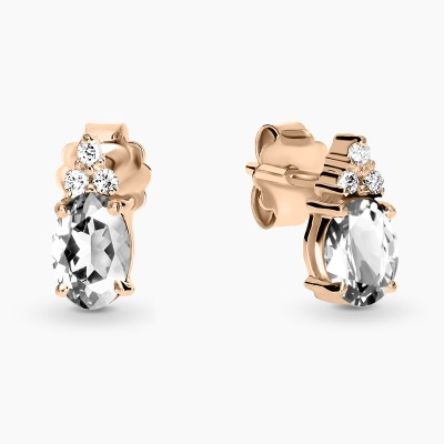 Kolczyki Perugia różowe złoto 585 z białymi szafirami i... 2