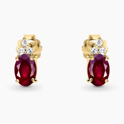 Kolczyki Perugia żółte złoto 585 z rubinami i brylantami...