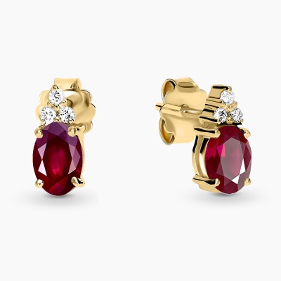 Kolczyki Perugia żółte złoto 585 z rubinami i brylantami... 2