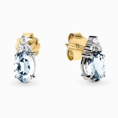 Kolczyki Perugia żółte i białe złoto 585 z akwamarynami i... 2