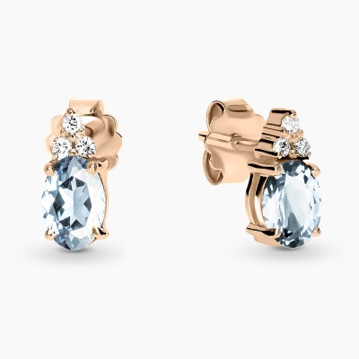 Kolczyki Perugia różowe złoto 585 z akwamarynami i... 2