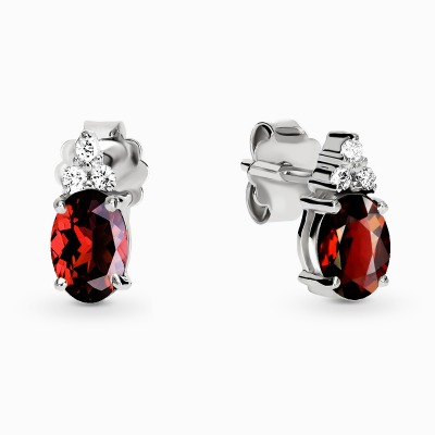 Kolczyki Perugia białe złoto 585 z granatami i brylantami... 2