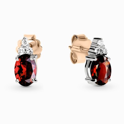 Kolczyki Perugia różowe i białe złoto 585 z granatami i... 2