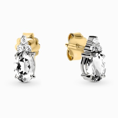 Kolczyki Perugia żółte i białe złoto 585 z białymi... 2