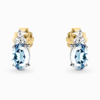 Kolczyki Perugia żółte i białe złoto 585 z topazami sky i...