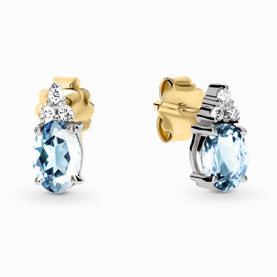 Kolczyki Perugia żółte i białe złoto 585 z topazami sky i... 2