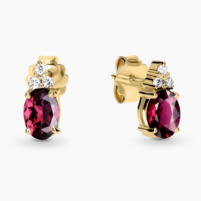 Kolczyki Perugia żółte złoto 585 z rodolitami i... 2