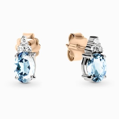 Kolczyki Perugia różowe i białe złoto 585 z topazami sky... 2