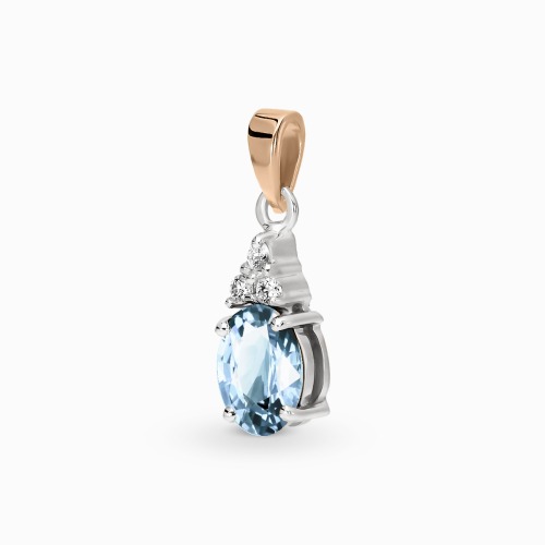 Zawieszka Perugia różowe i białe złoto 585 z topazem sky i brylantami 0,04 ct