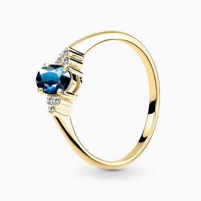 Pierścionek zaręczynowy Perugia żółte złoto 585 z topazem...